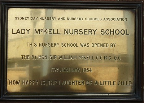 Lady McKell's opening plaque